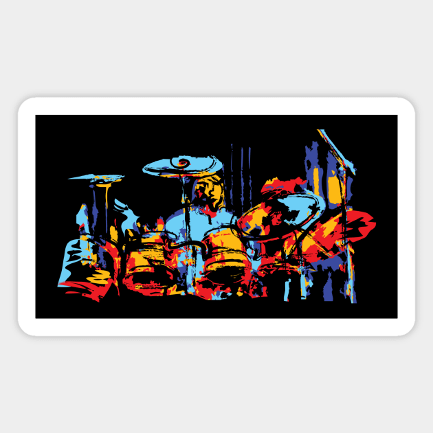 Colorful Drummer in Action Magnet by jazzworldquest